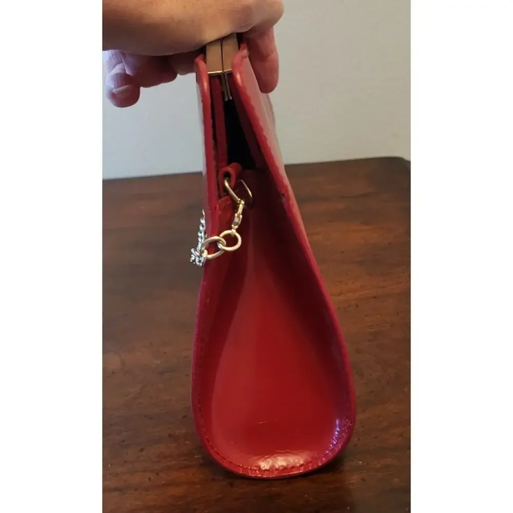 FURLA Red Clutch Luxury Bag with Metal Strap
